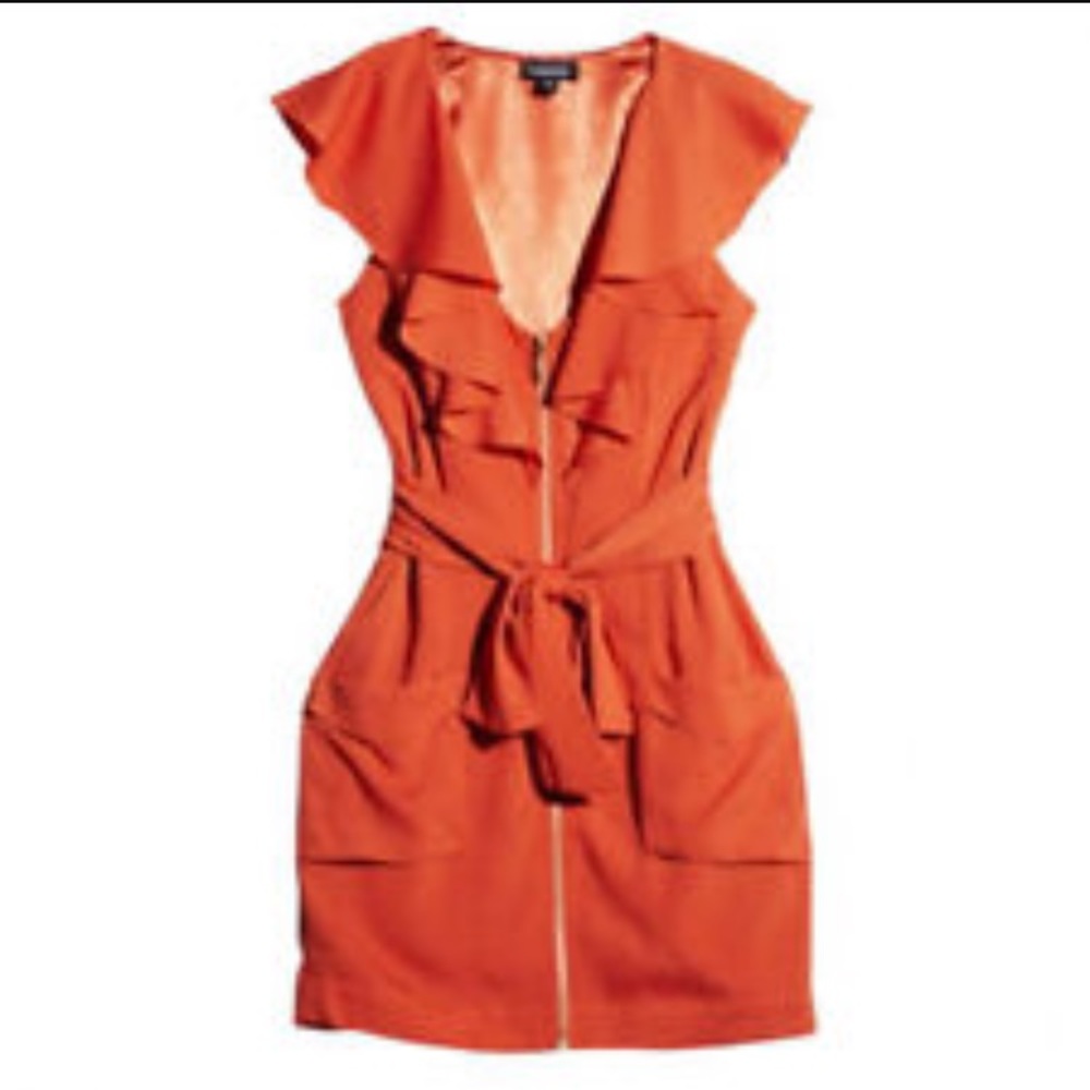 Burnt orange with gold accents Bebe dress